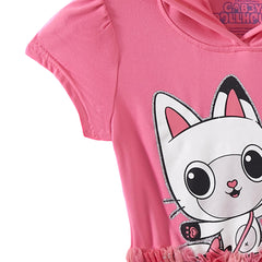 DREAMWORKS GABBY'S DOLLHOUSE hooded dress with ears close-up, cozy whimsy