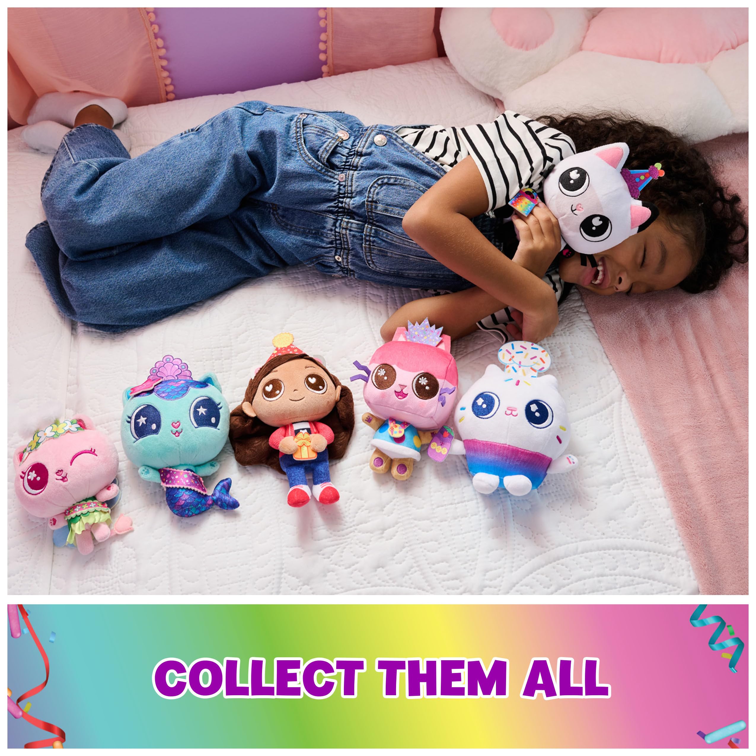 Collectible Gabby's Dollhouse plush toys inspire imaginative pretend play.