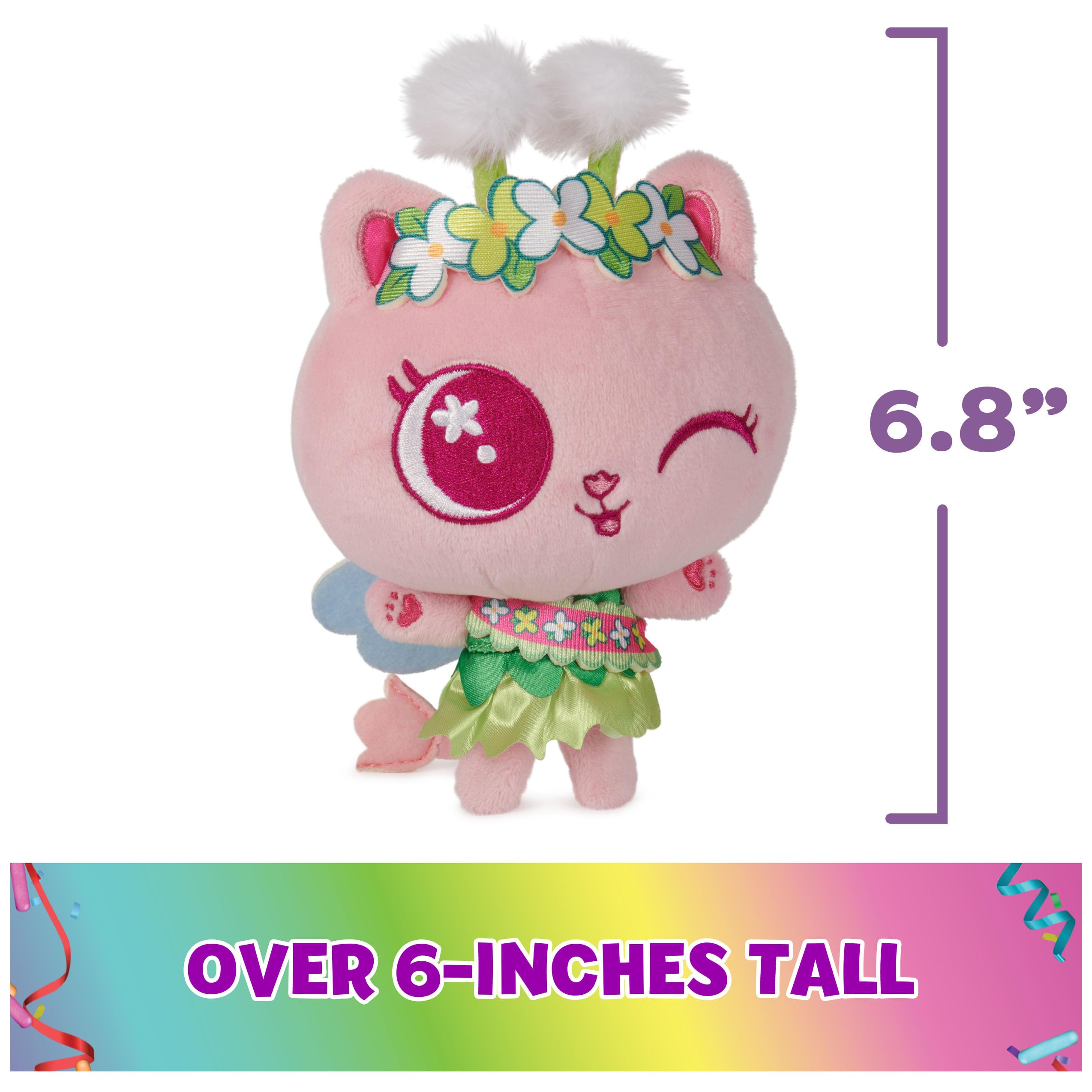 Kitty Fairy plush features embroidered details, wings, and tail for storytelling.
