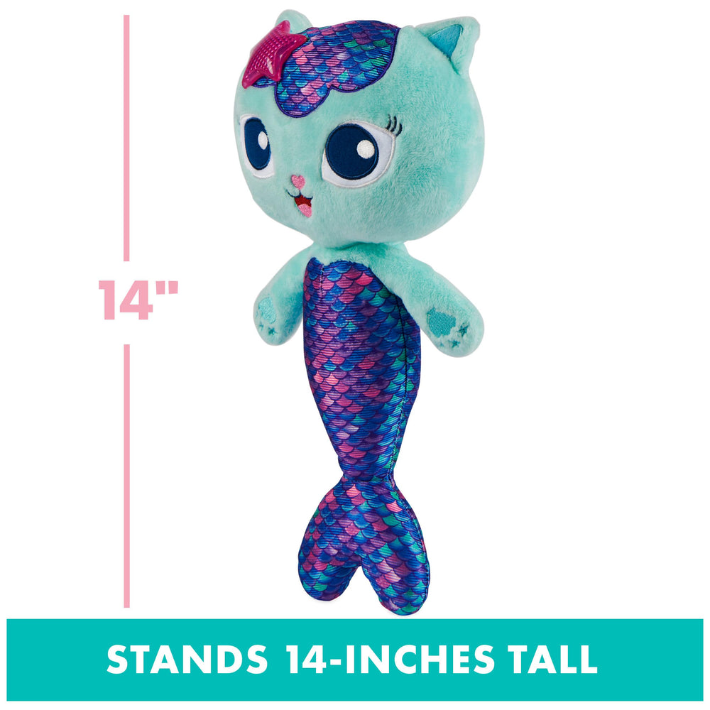 DreamWorks Gabby's Dollhouse MerCat plush is super soft for cozy hugs.