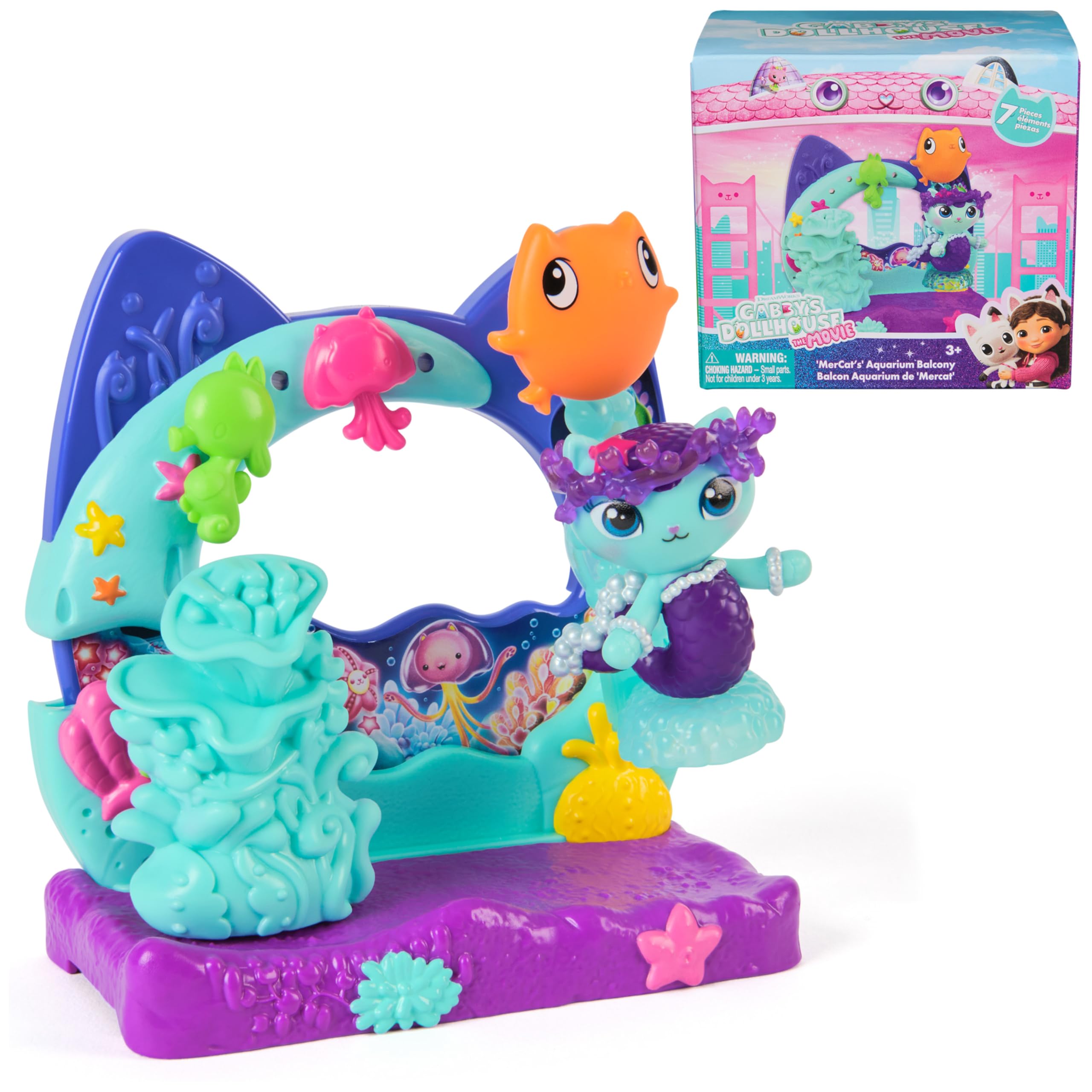 DreamWorks Gabby’s Dollhouse Mercat's Aquarium Balcony playset boosts imaginative play
