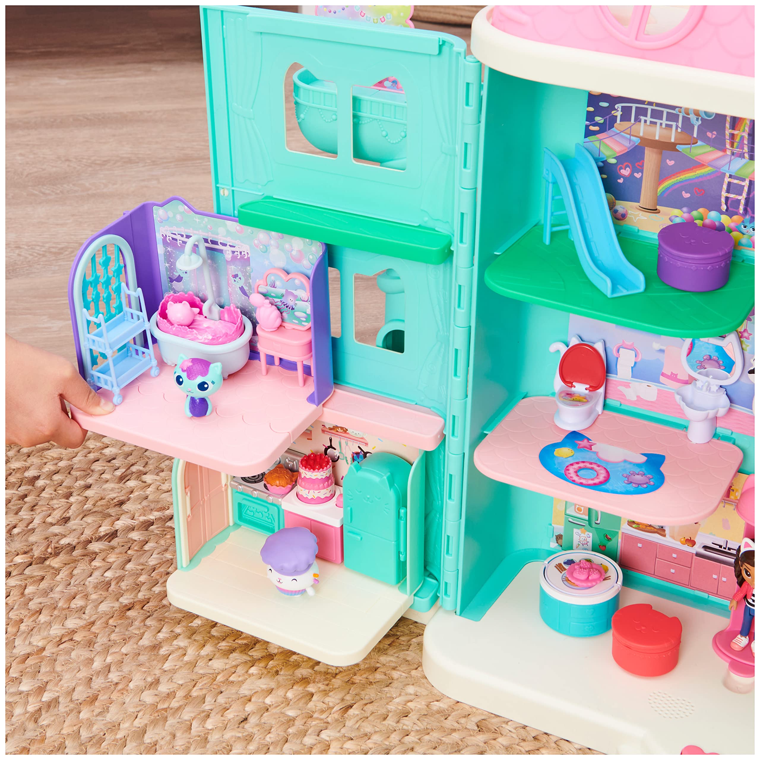 DreamWorks Gabby’s Dollhouse rubber duck kitty accessory enhances bath time decor.