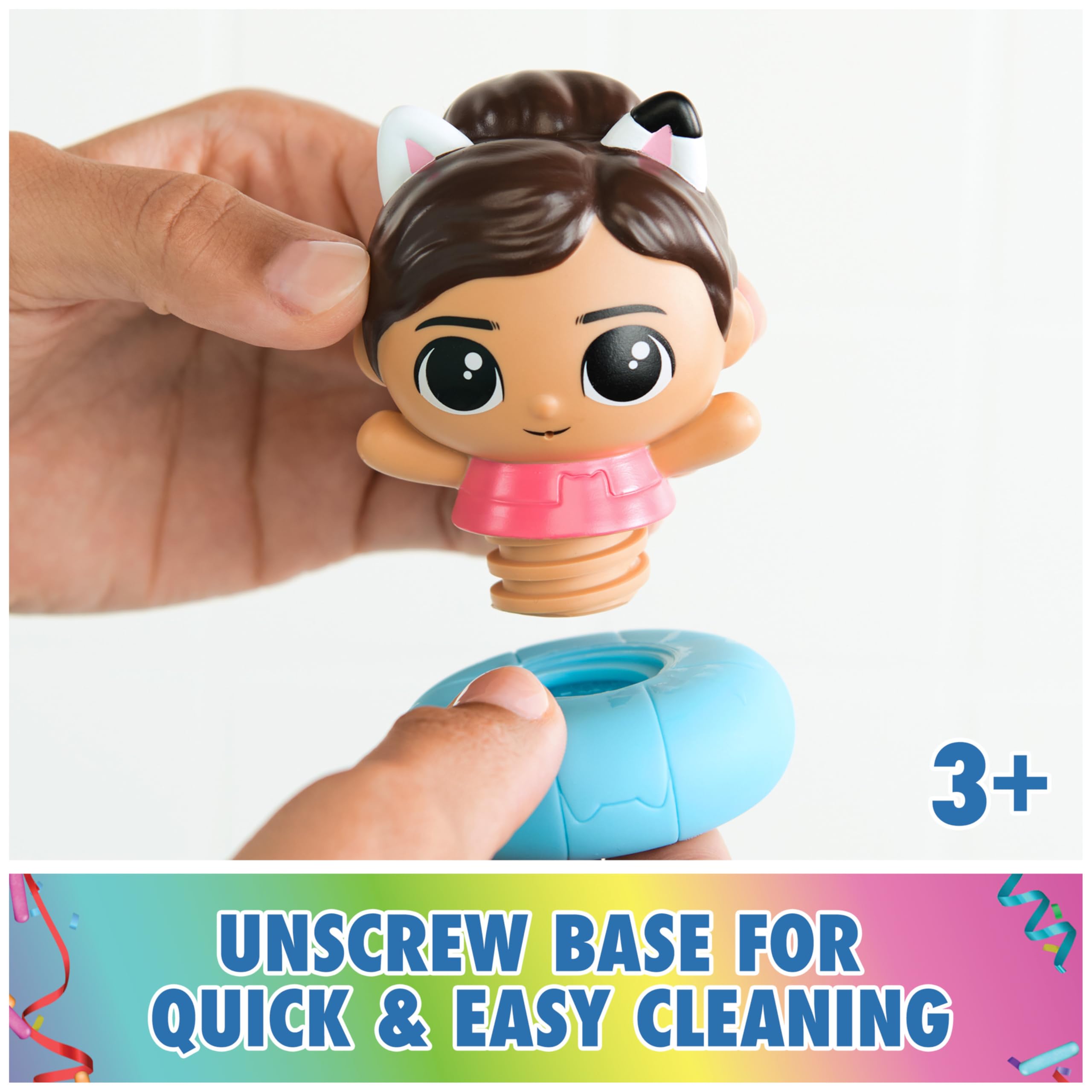 DreamWorks Gabby's Dollhouse Starfish strainer helps keep tub tidy during play.