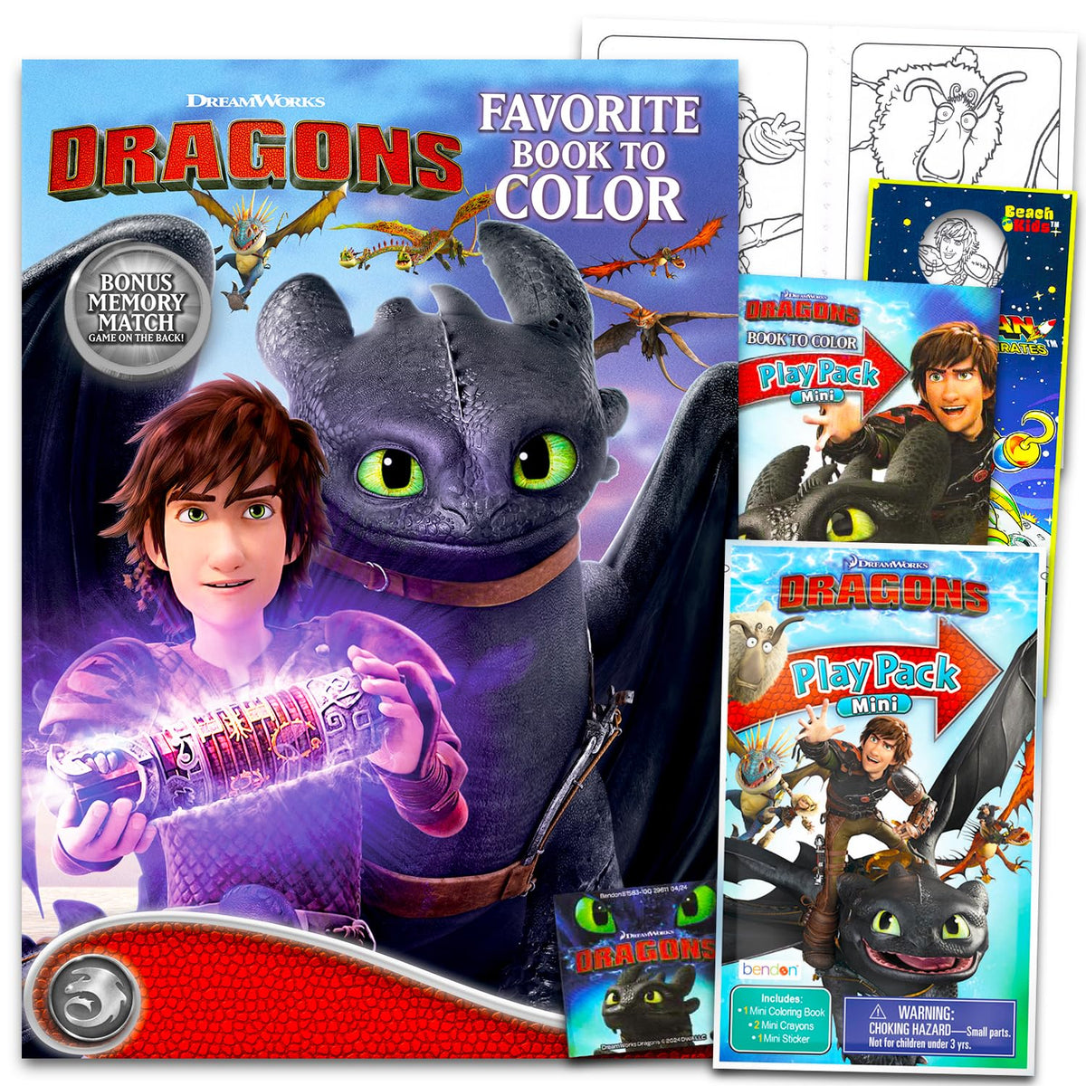 DreamWorks How to Train Your Dragon coloring book cover, ideal for screen-free quiet time.