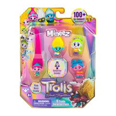 DREAMWORKS TROLLS Mineez 5-pack hidden Troll behind gem adds surprise unboxing appeal.