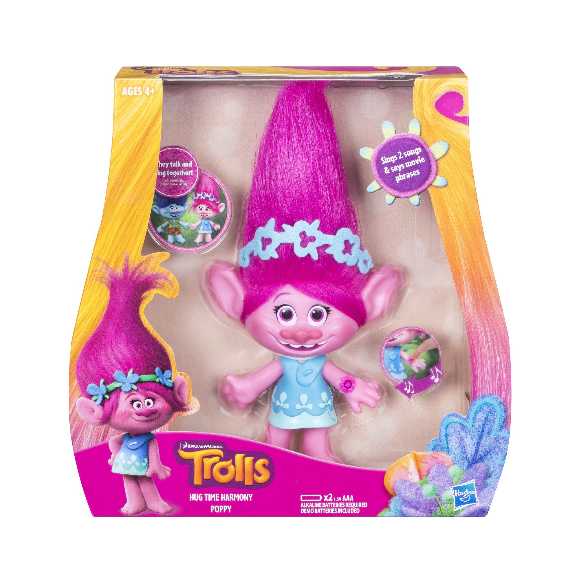 DreamWorks Trolls Poppy colors and features close-up reveal vibrant styling and expression.