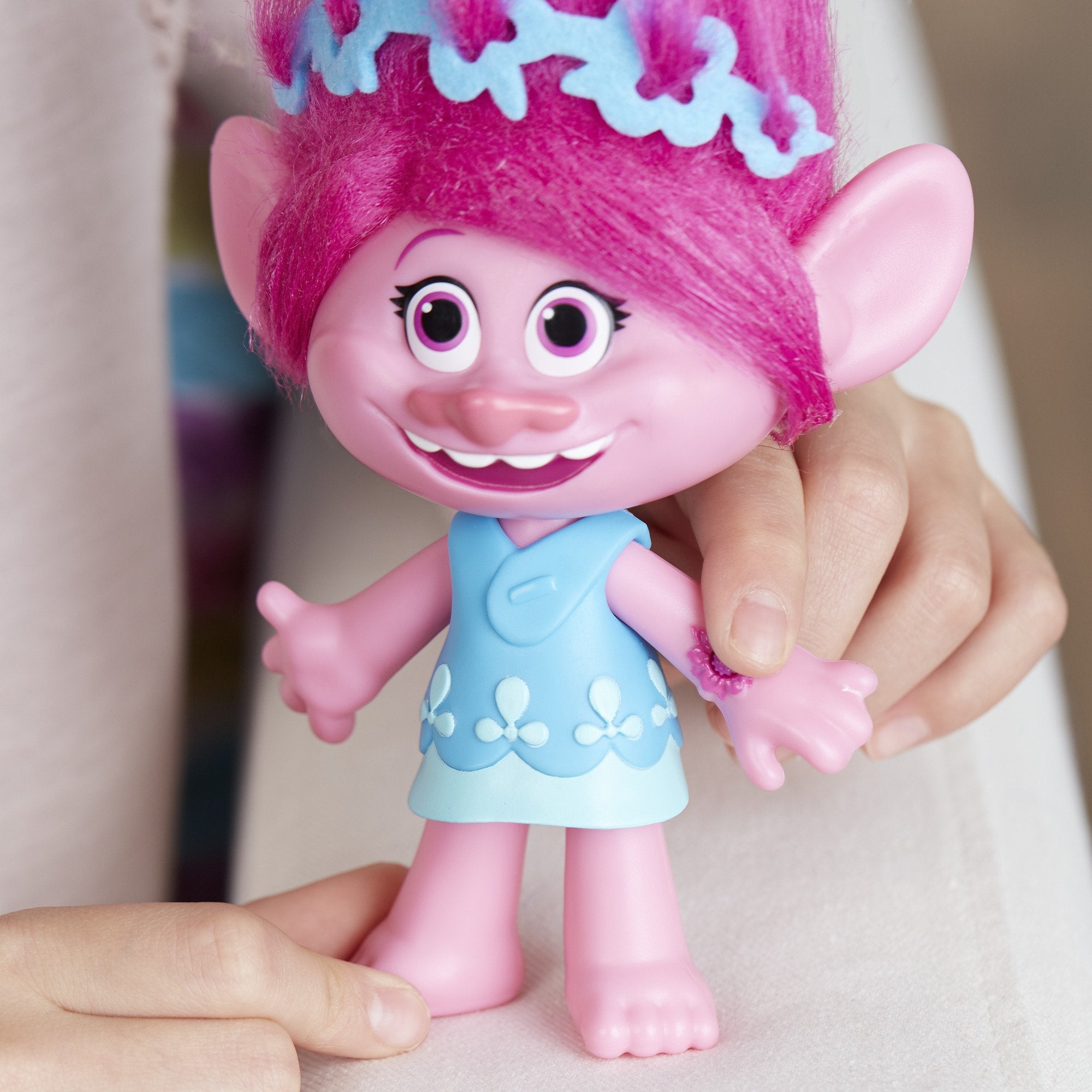 DreamWorks Trolls Poppy musical figure close-up highlights vivid colors.