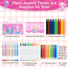 DreamyCandy Axolotl gift box presents a complete art set for kids.