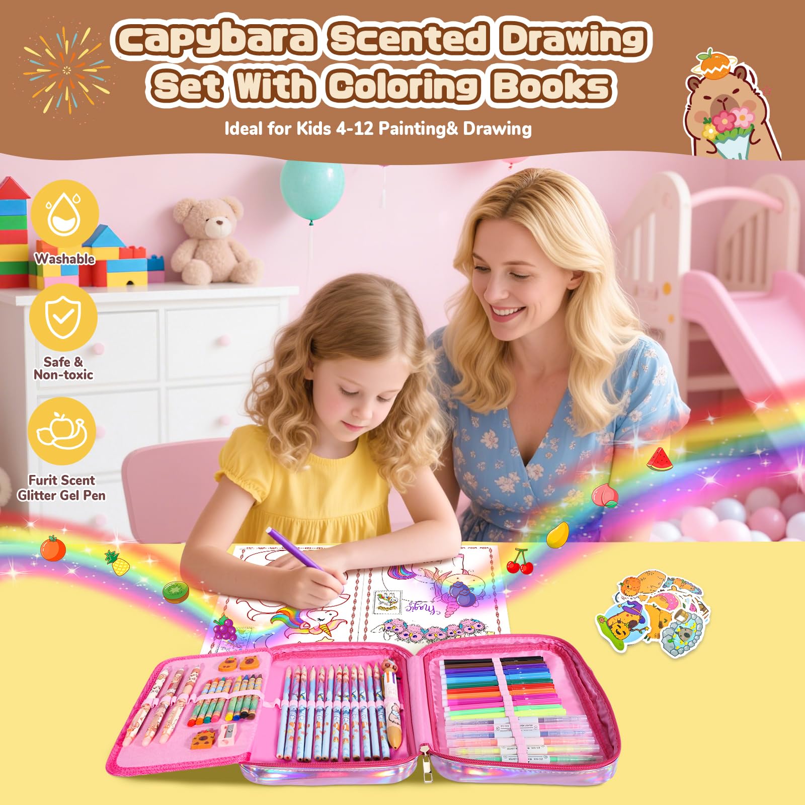 DreamyCandy Capybara stickers pack enhances crafts with fun decoration.