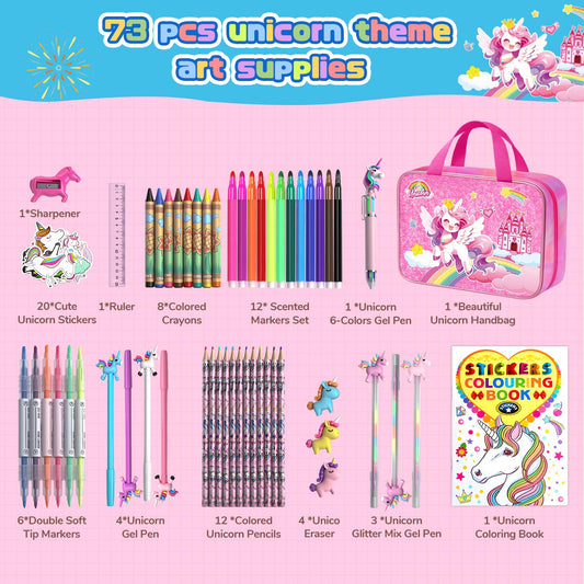 DreamyCandy travel coloring kit with three compartments keeps supplies organized on the go.