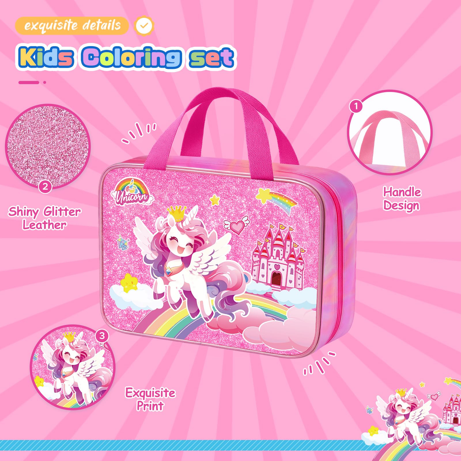 DreamyCandy unicorn gel pens provide shimmering accents on artwork.