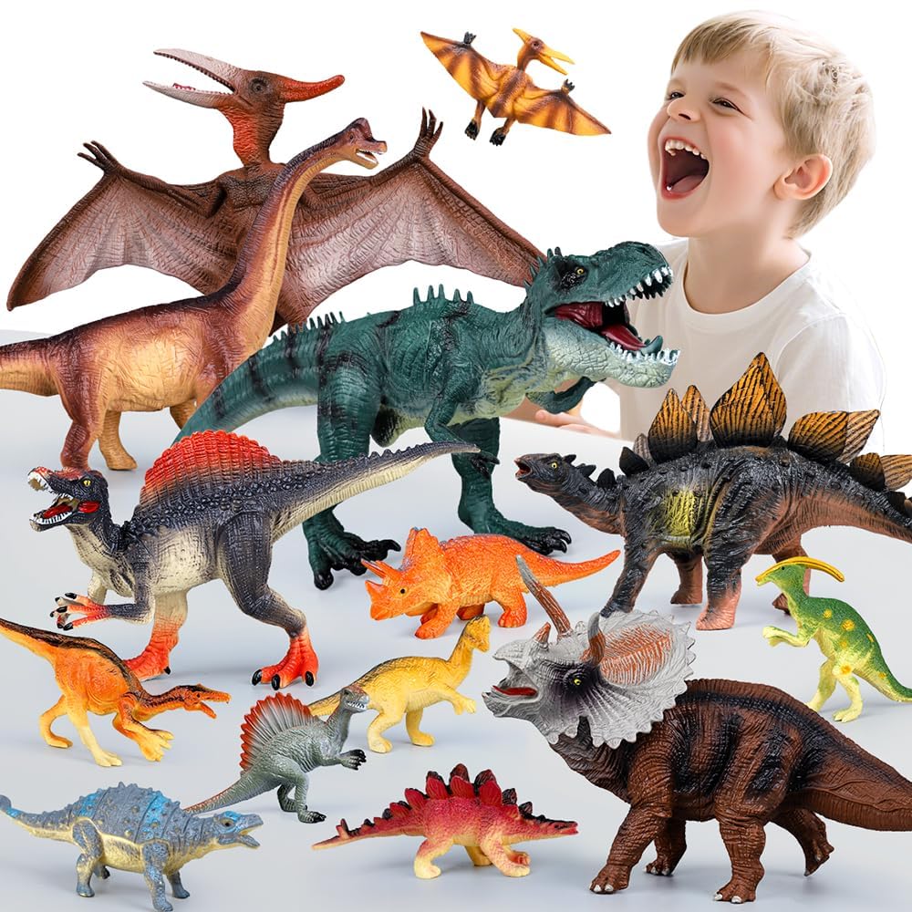 Drefirsa large and small dinosaur figures ready for versatile play at home.