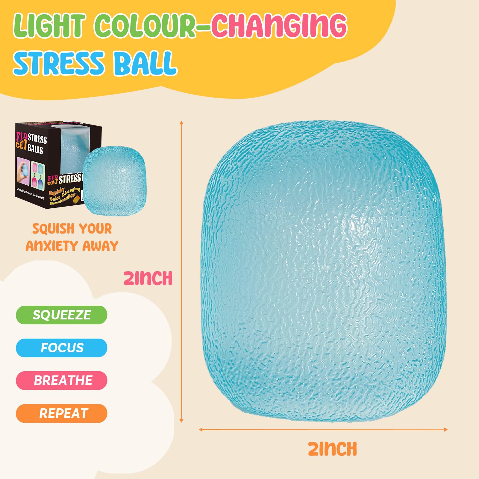 Drephere clear dough squishy fidget ball offers soft tactile relief.