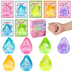 Drephere Dream Drop glitter stress ball with ice-cube glitter swirl for visual sensory play.