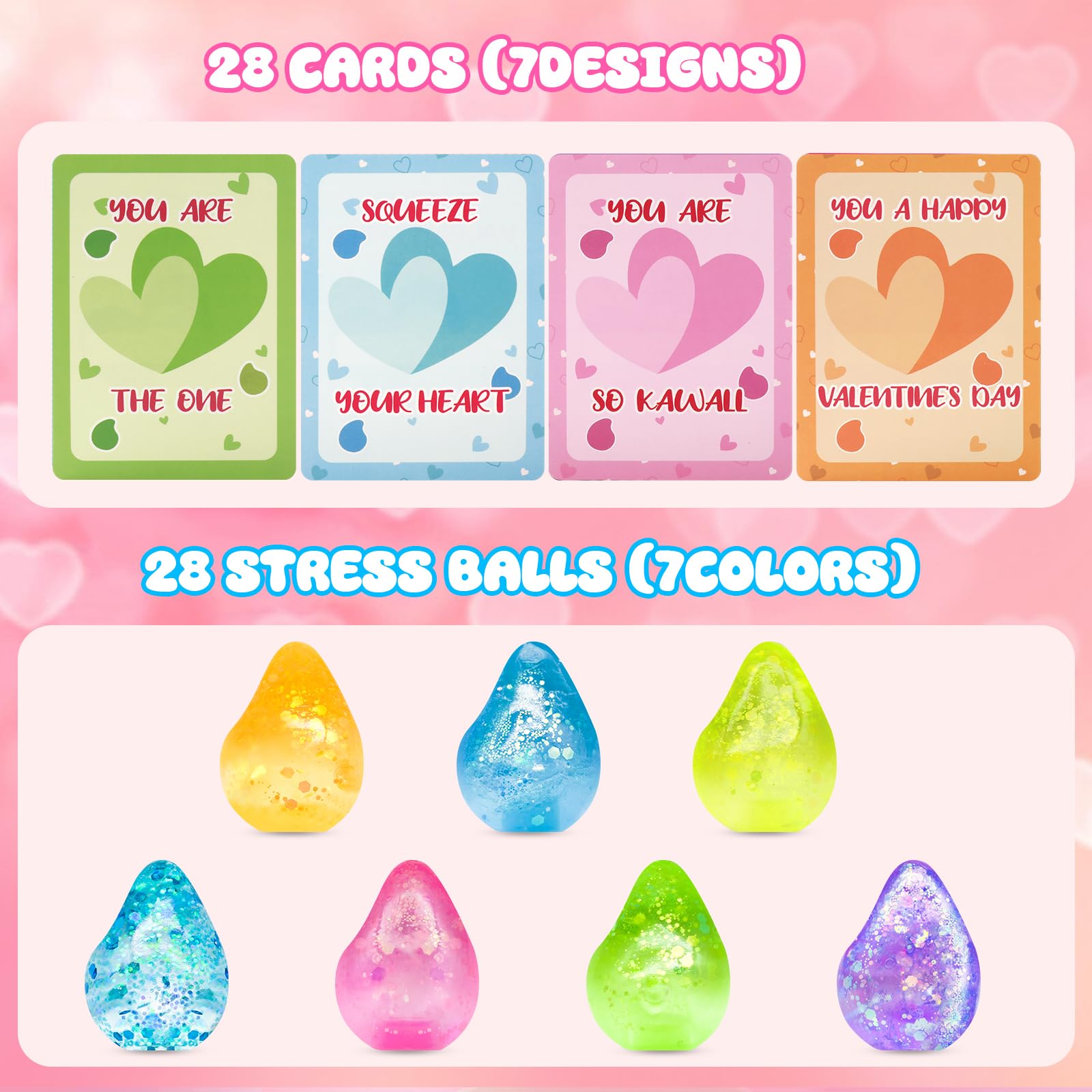 Drephere Dream Drop glitter stress ball in seven colors, slow-rise and durable.