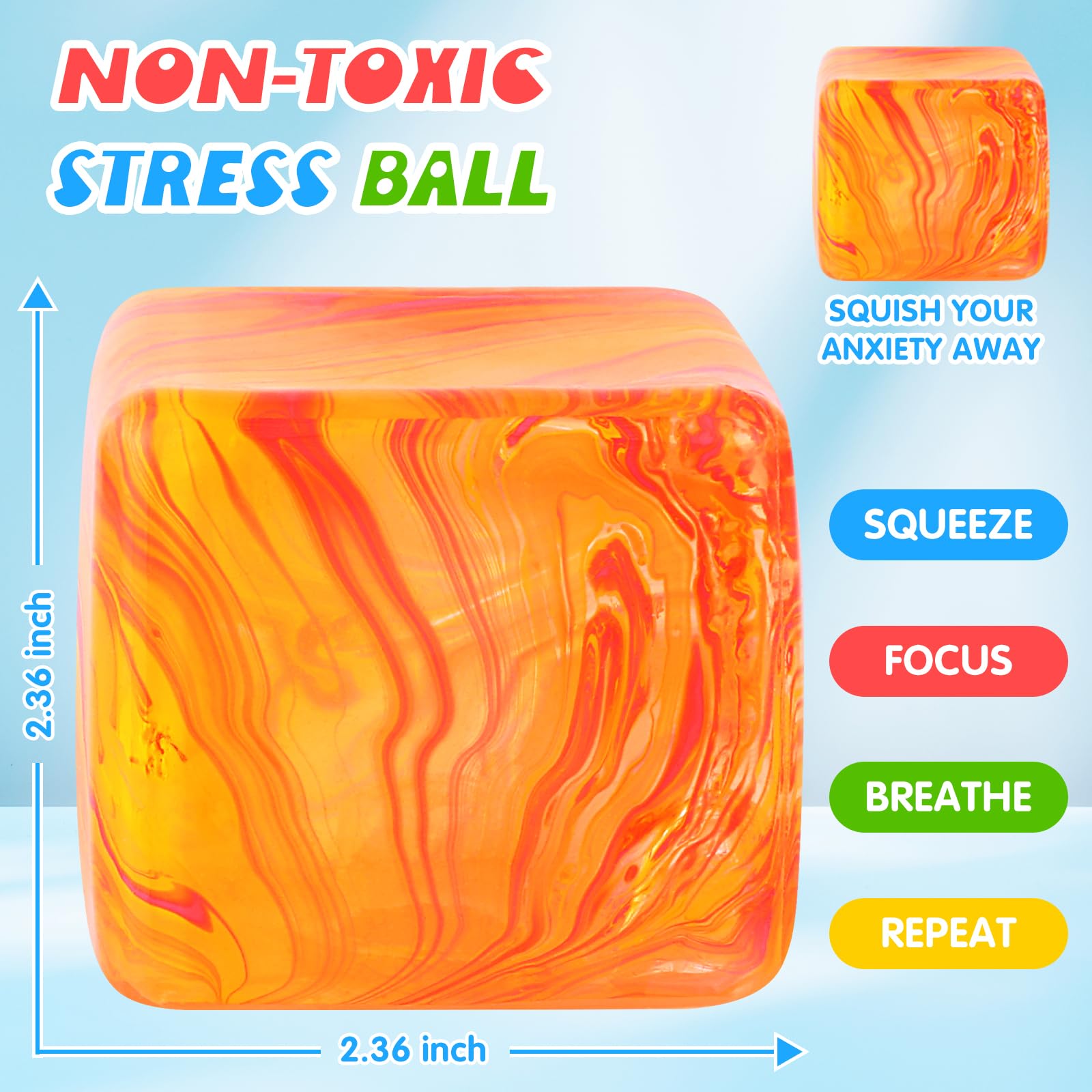 Drephere ice cube stress ball orange supports tactile engagement on the move.