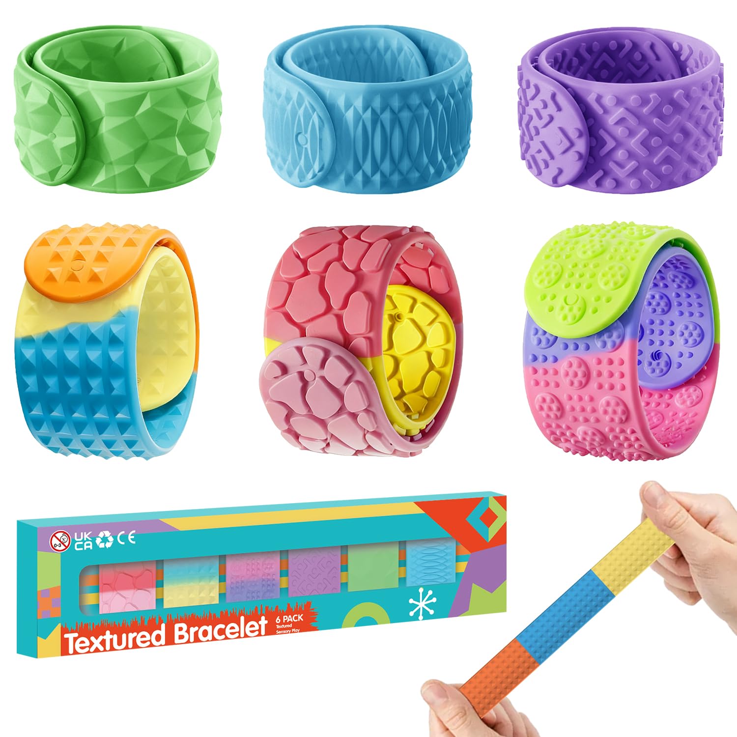 Drephere sensory slap bracelet with rainbow texture for desk focus