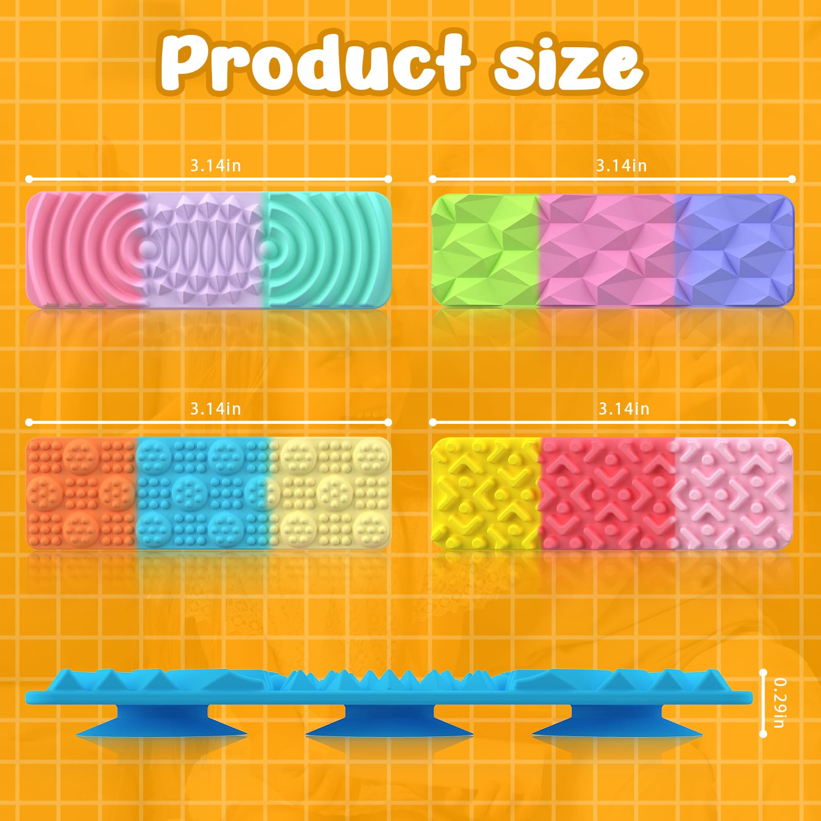 Drephere textured suction toys being rubbed between fingers for tactile relief