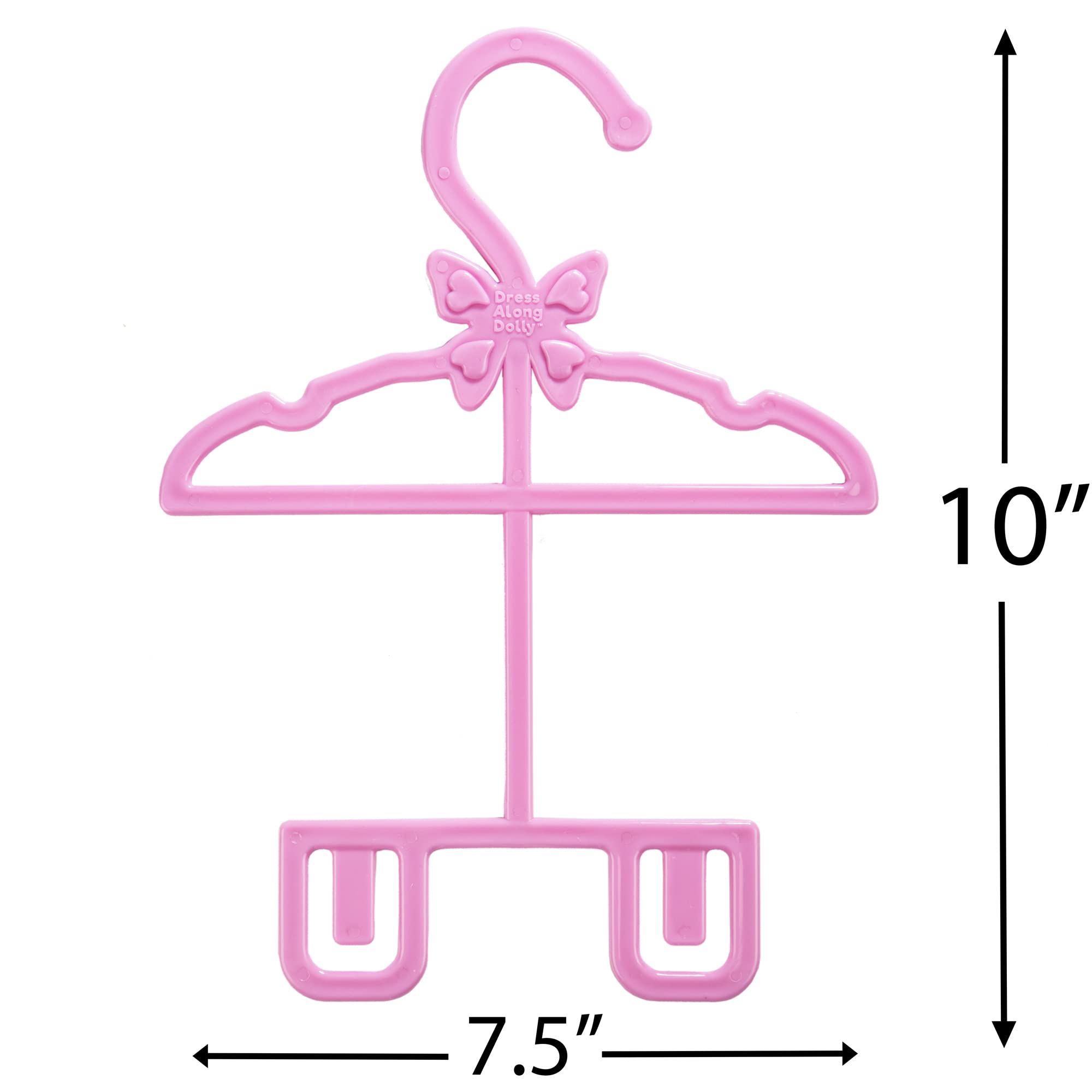 Dress Along Dolly pink hangers organized in a neat closet setup
