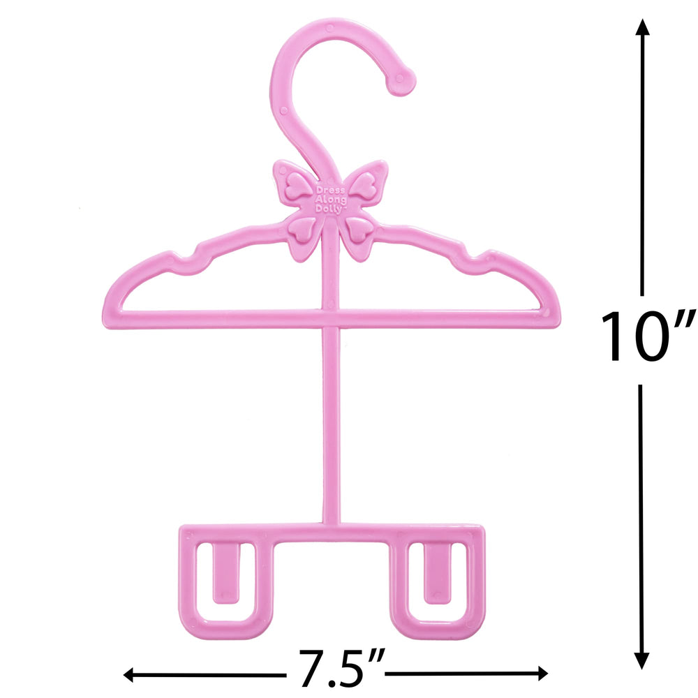 Dress Along Dolly pink hangers organized in a neat closet setup