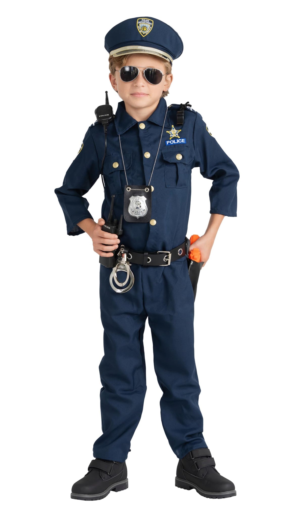 Dress Up America deluxe police costume ensemble for kids, ideal for imaginative role play