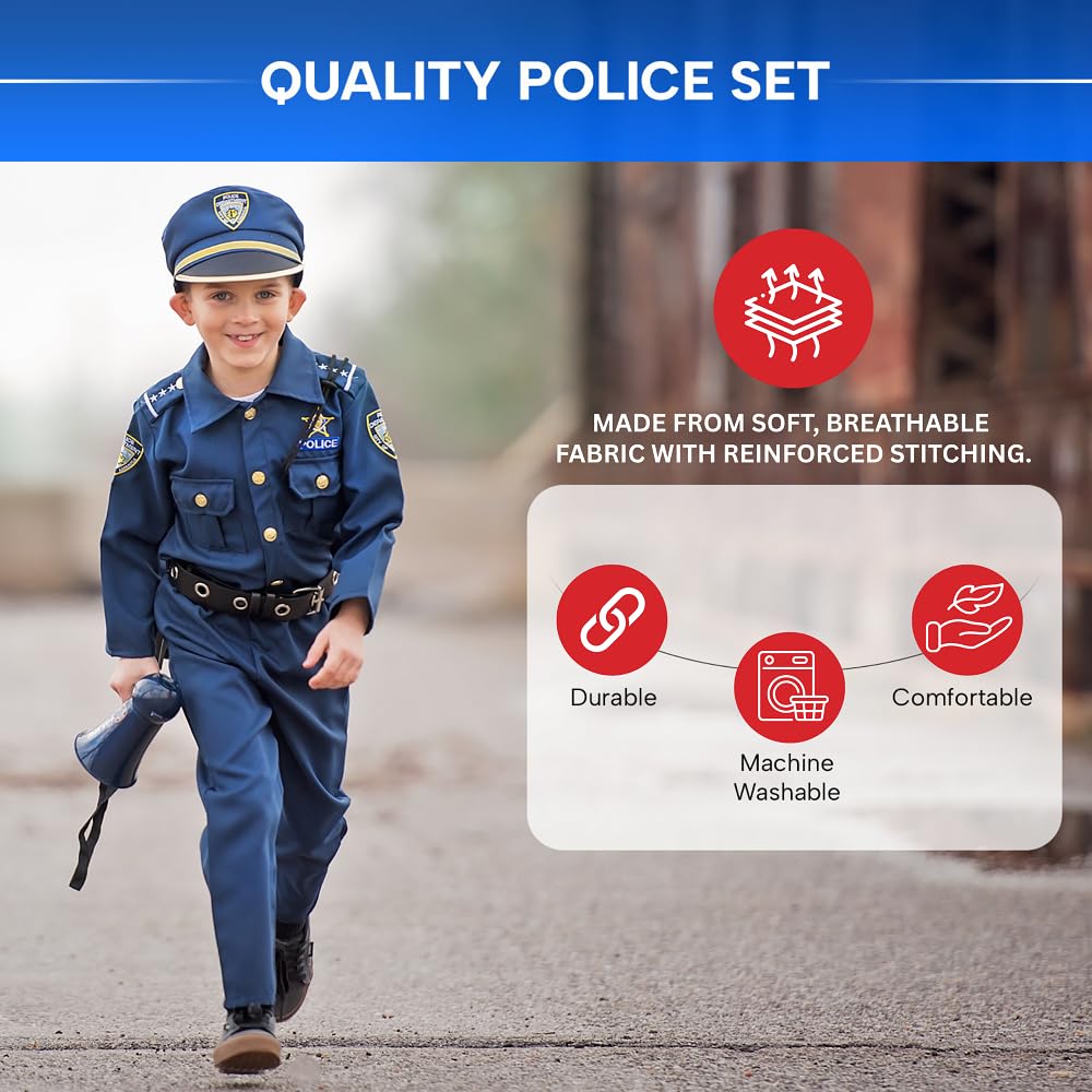 Dress Up America police costume sunglasses and walkie talkie for a complete, ready-for-play ensemble.