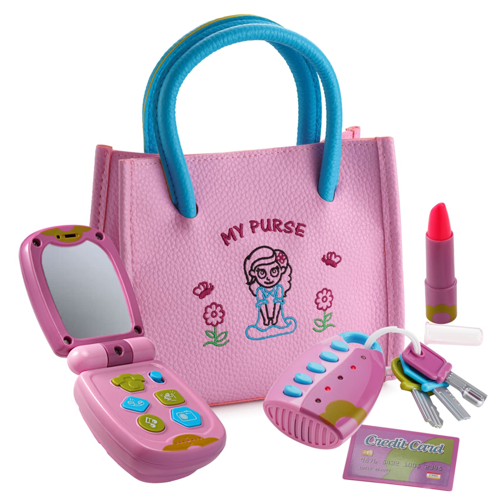 Dress Up America toddler purse pink tote for imaginative play and dress-up moments.