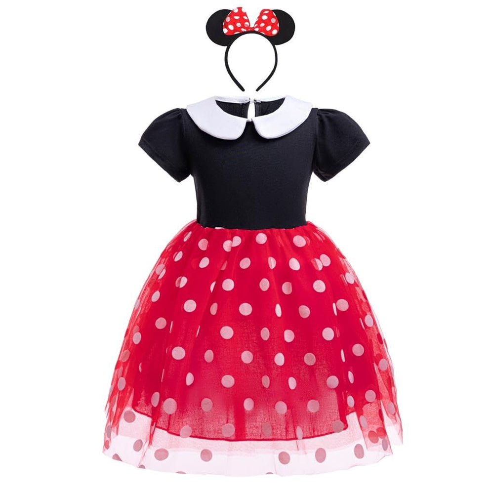 Dressy Daisy polka dots dress for baby girls, ideal for playful events and photos.