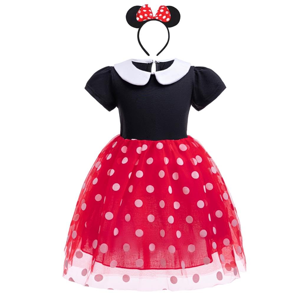 Dressy Daisy polka dots dress for baby girls, ideal for playful events and photos.
