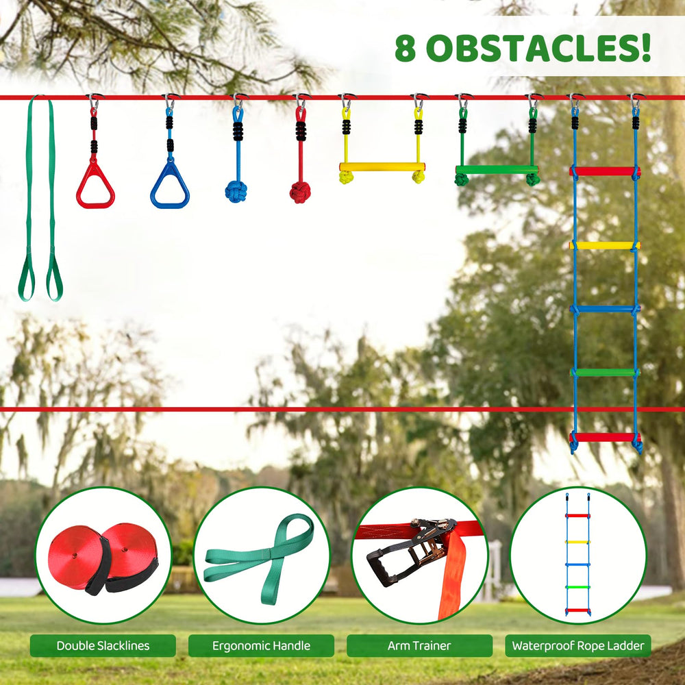 Dripex 50ft slacklines in use for balance and core strength outdoors.