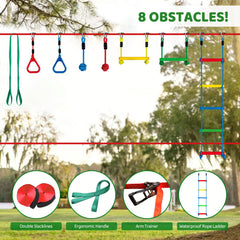 Dripex 50ft slacklines in use for balance and core strength outdoors.