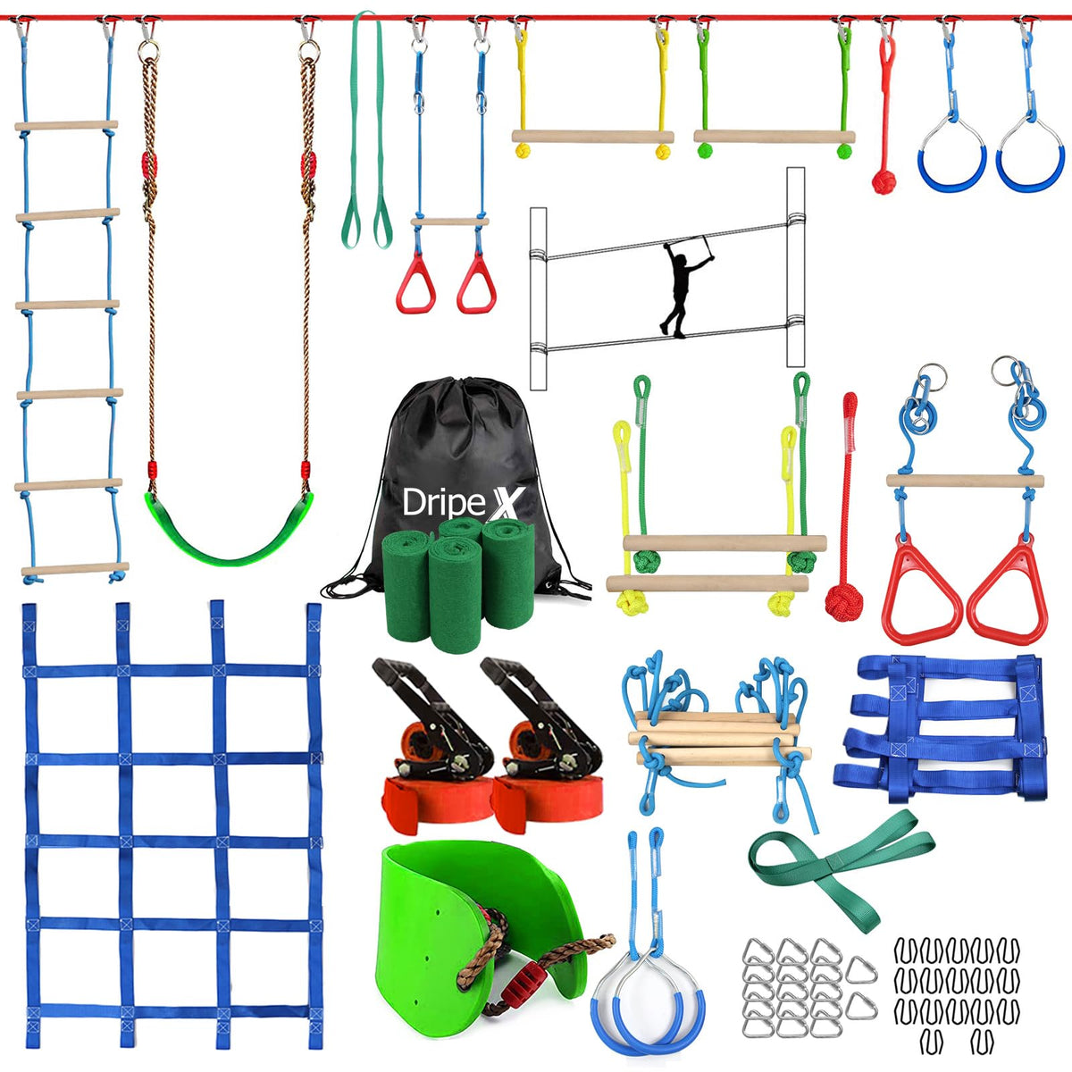 Dripex Ninja Warrior obstacle in backyard for safe family fitness and play.