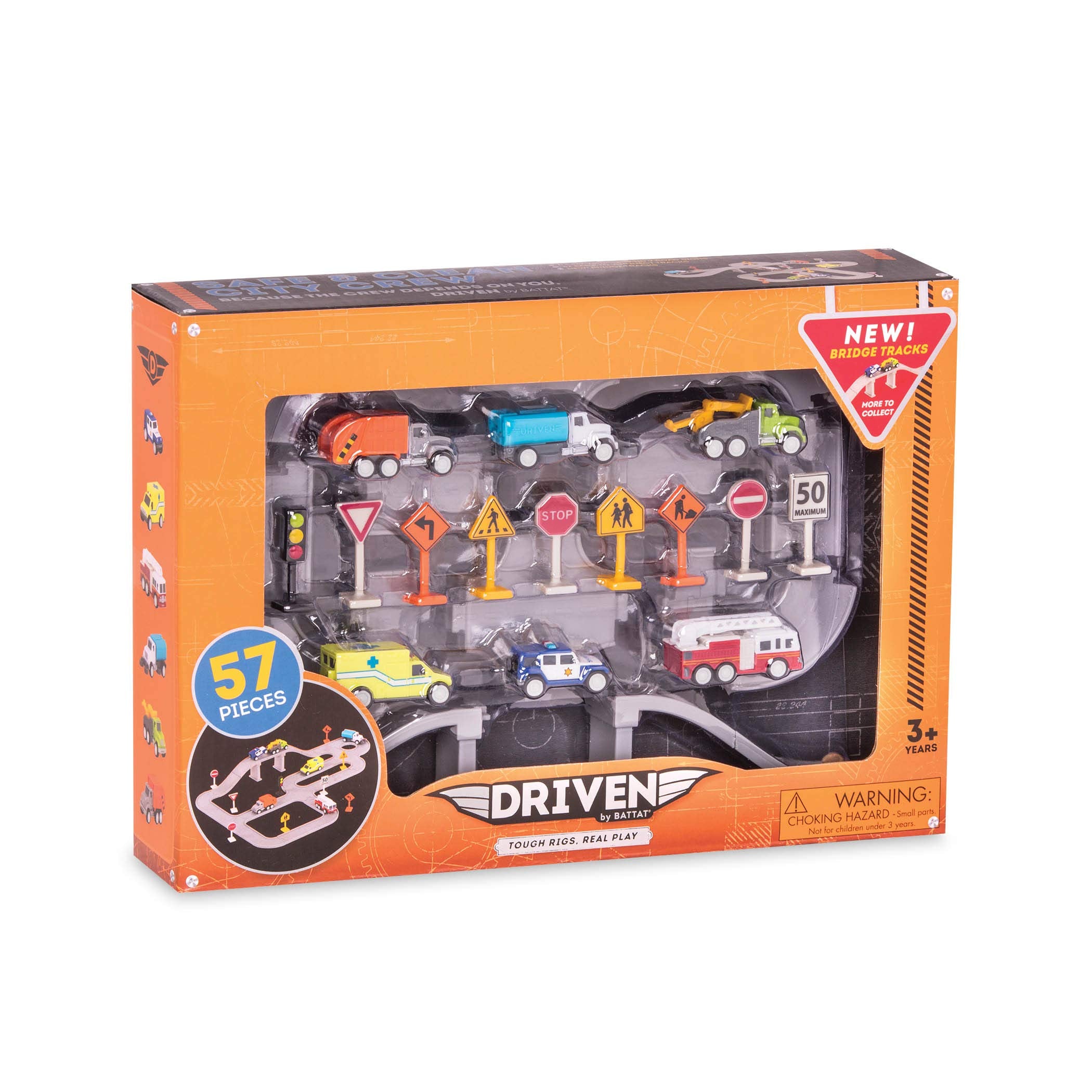 Driven by Battat city crew tow truck for roadside assistance play
