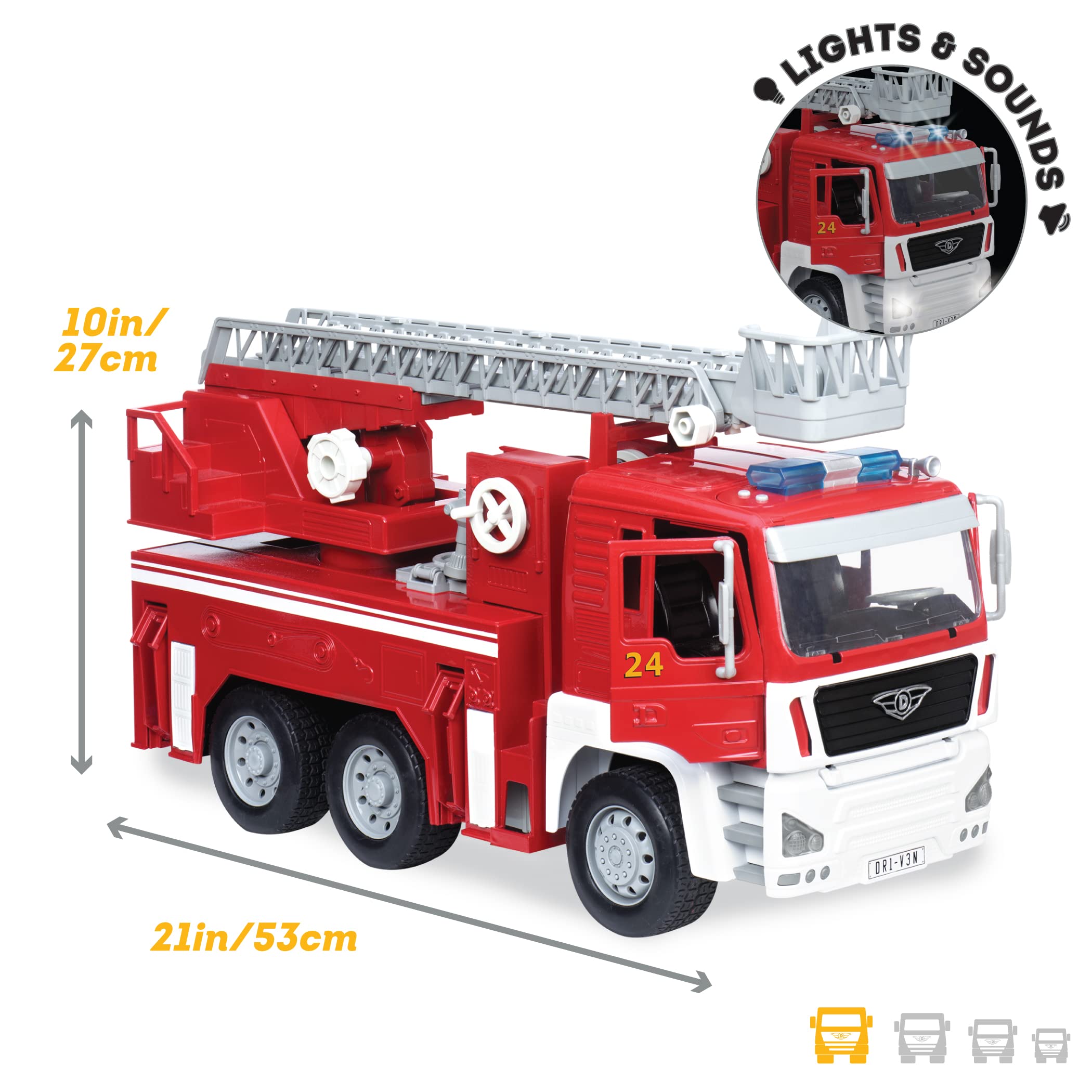 Driven by Battat extended ladder offers dramatic reach during rescue scenarios.