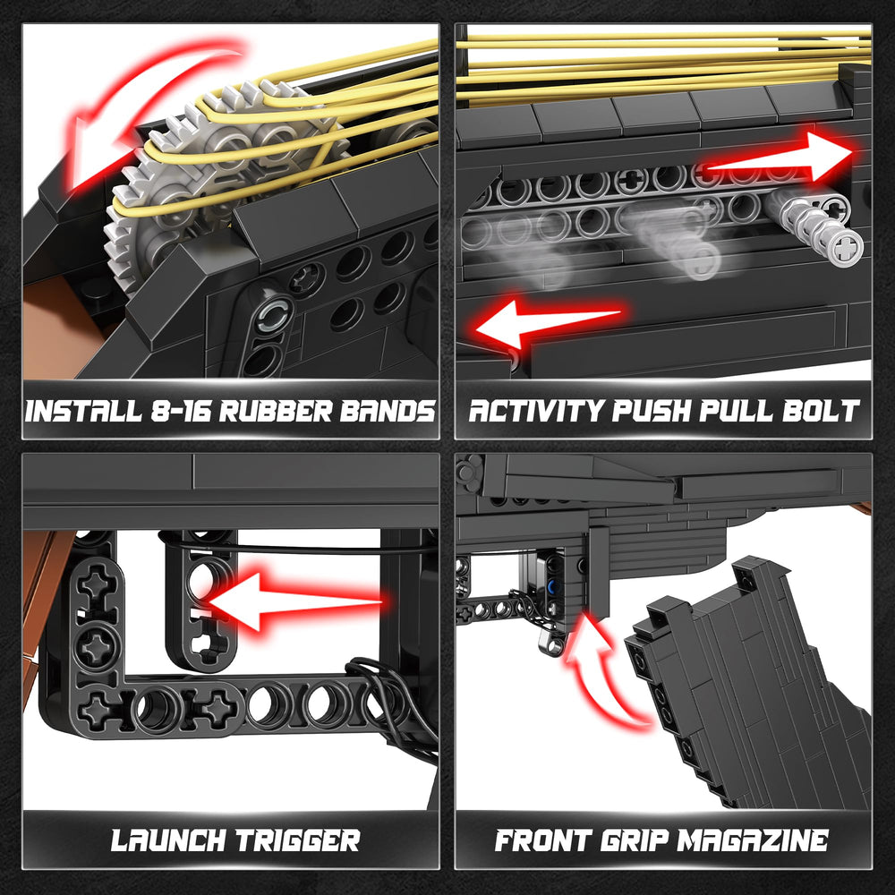 Driveplexpro AKM-47 rubber band mechanism showing safe interactive play.