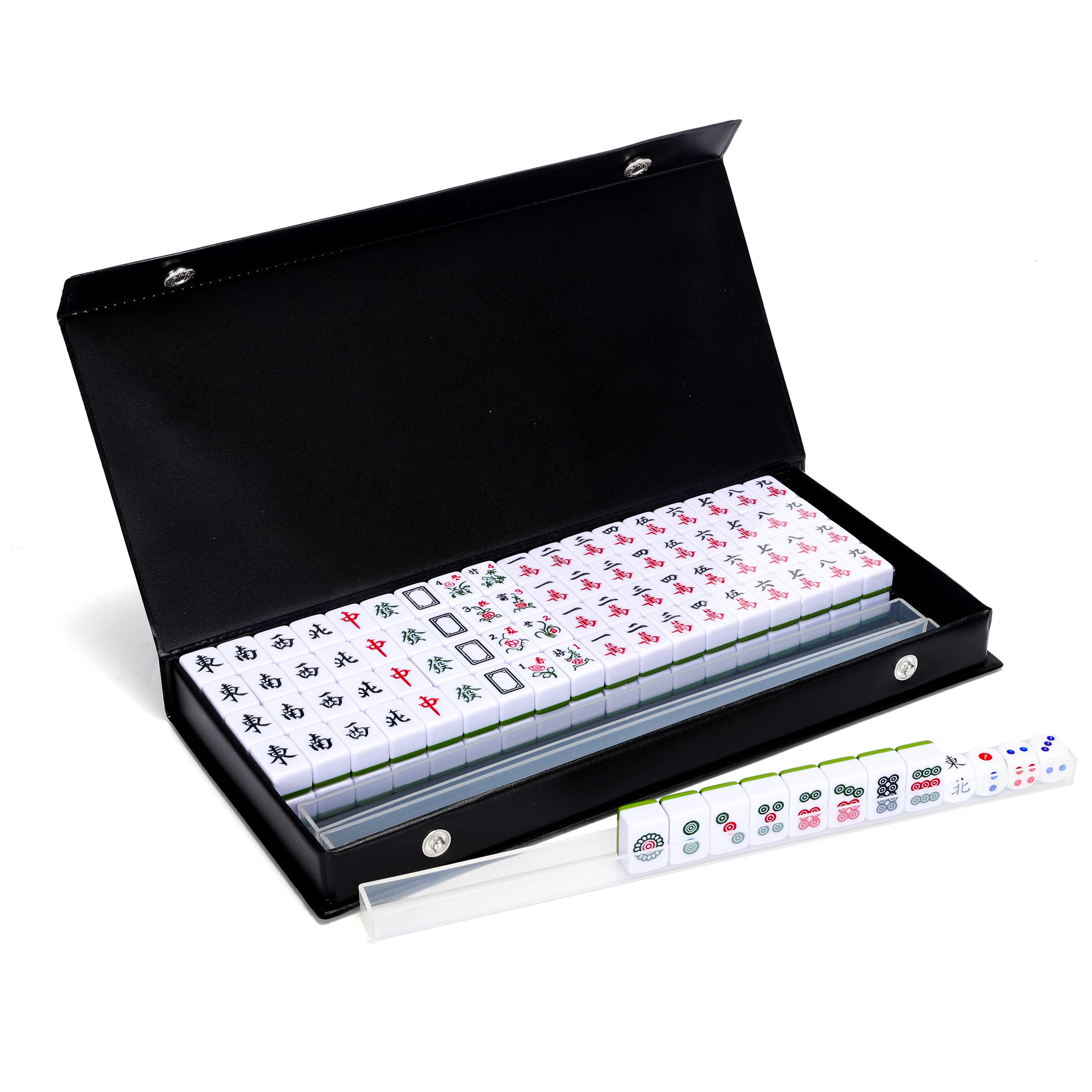 Drizzle pink travel mini mahjong set tiles close-up for portable play.