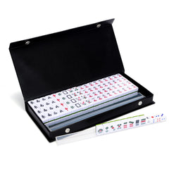 Drizzle pink travel mini mahjong set tiles close-up for portable play.