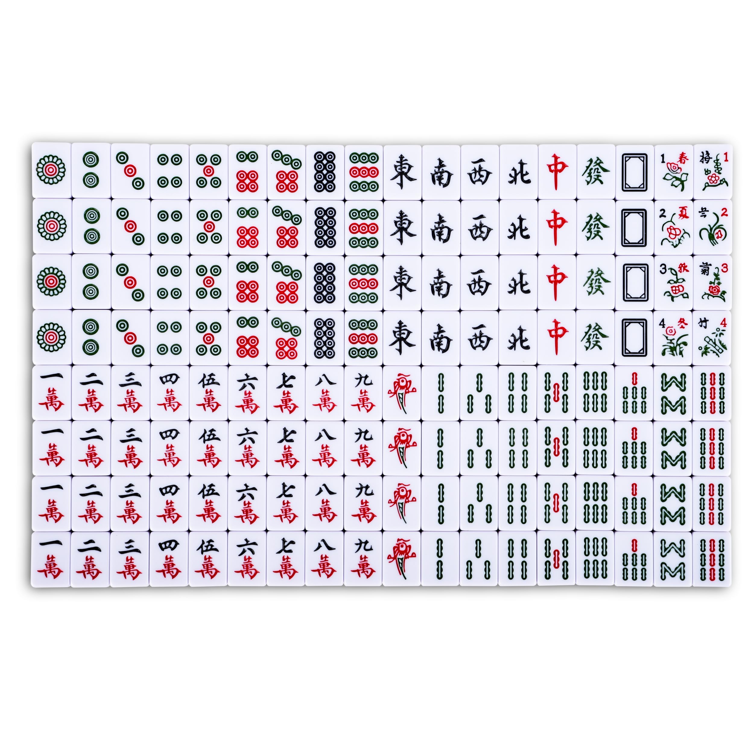Drizzle mahjong tiles close-up with bright colors that resist fading.