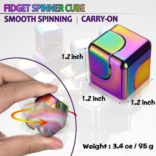 Dr.Kbder 2pc fidget spinner cube side angle demonstrates portable pocket-size focus aid.