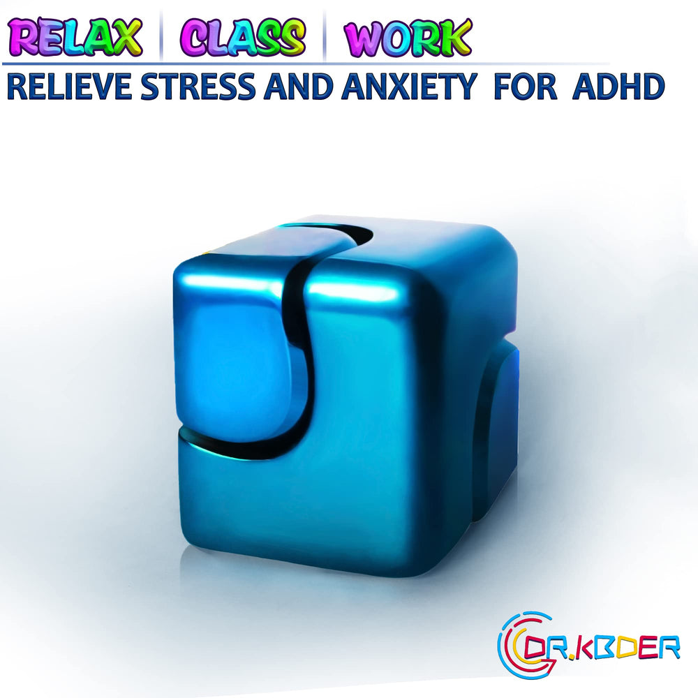 Dr.Kbder fidget-spinner-cube metal finish from above highlighting durable build.