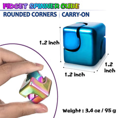 Dr.Kbder fidget-spinner-cube side-angle view shows aluminum body and quiet spins.