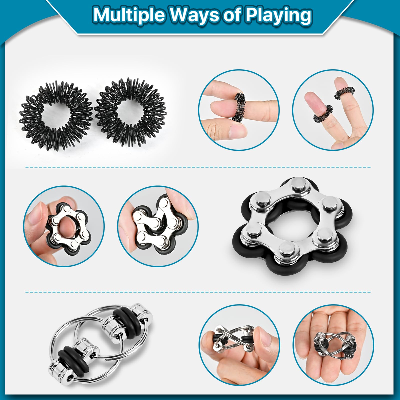 Dr.Kbder anxiety rings kit helps concentration in classrooms and offices.