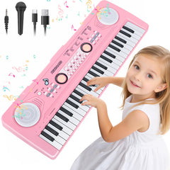 Drmukie 49-key pink piano keyboard for kids enhances beginner play