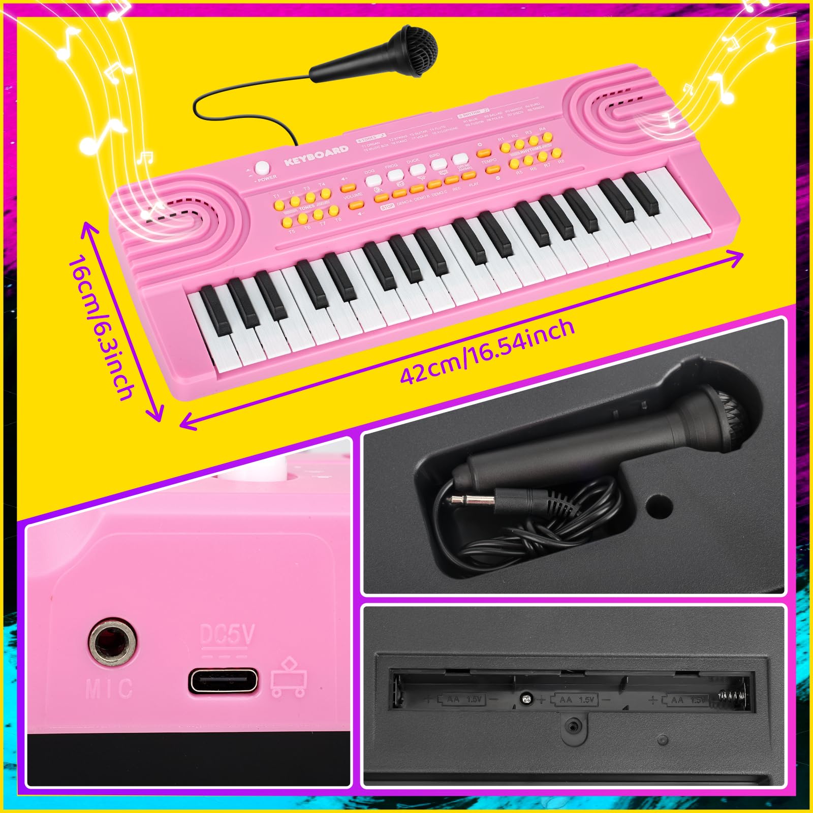 Drmukie gift-ready pink kids piano ideal for birthdays