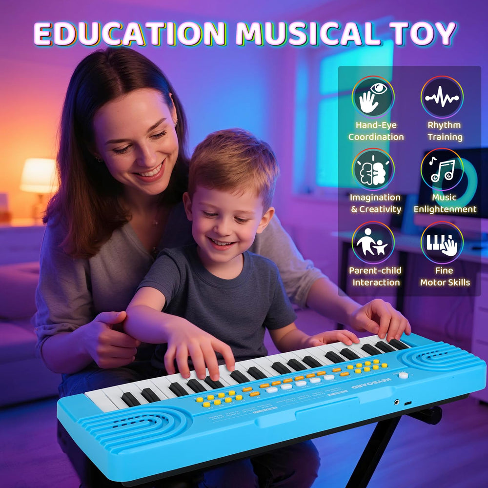 Drmukie kids piano with microphone for interactive play.