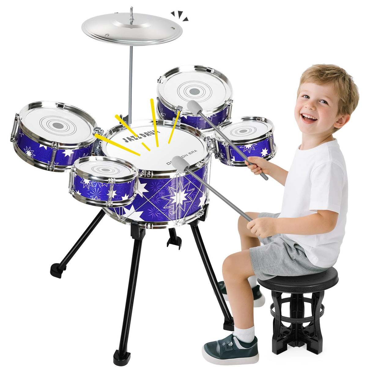 Drmukie upgraded drum set with five mini toms for early rhythm exploration