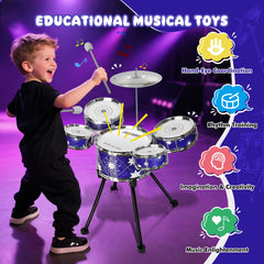 Drmukie upgraded drum set foam-tipped drumsticks protect tiny hands during play