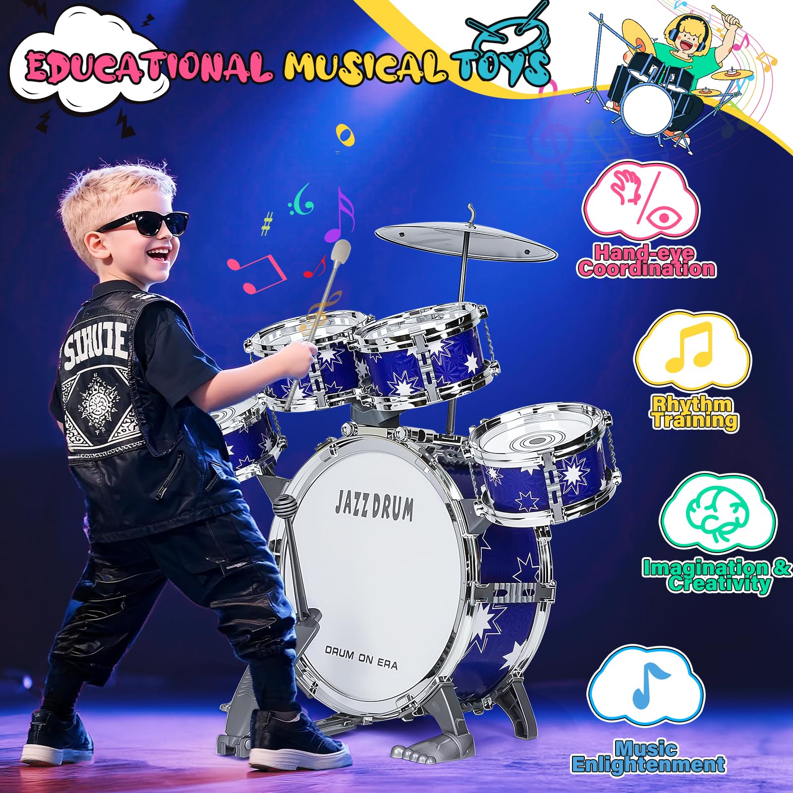 Drmukie upgraded drum set small drum 1 aids safe, hands-on practice.
