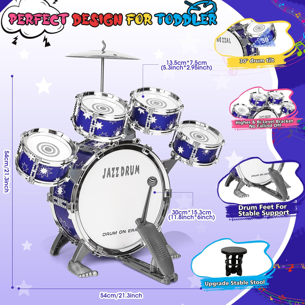 Drmukie upgraded drum set small drum 2 promotes hand-eye coordination.