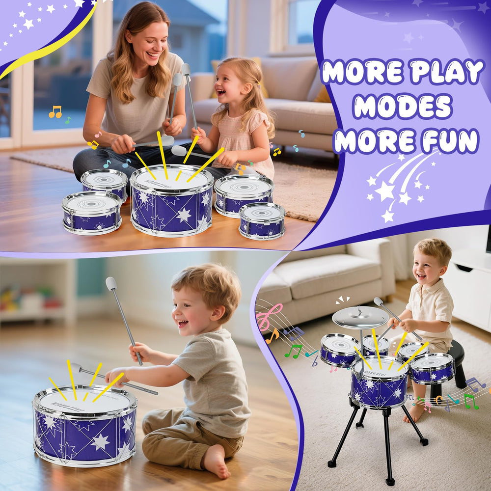 Drmukie upgraded drum set sturdy stool supports comfortable seated jams